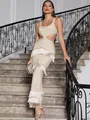 Abito bandage in maglia con frange a balze e sexy cut-out in vita. - Taglia S / Top e Pantaloni / Bianco avorio