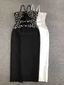 Dettaglio dell'abito bandage sexy con strass e design cut-out elegante e chic - Taglia S / Top / Bianco