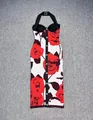 Elegante abito a bende con scollo all'americana, bottoni monopetto e stampa di rose - Taglia S / Top e Pantaloni / Colore dell'immagine