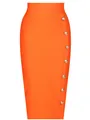 Dettaglio gonna a tubino bandage arancione vivace con bottoni decorativi in metallo dorato - Arancione