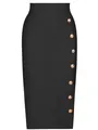 Detailaufnahme eines schwarzen Verband-Bleistiftrocks mit eleganten dekorativen Goldknöpfen. - S / Unterteile / Schwarz