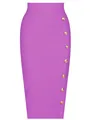 Elegante gonna longuette bandage viola con bottoni dorati decorativi - Viola rosato