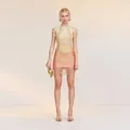 Elegant gradient bandage mini dress in sunset orange and yellow tones for party wear - S / Dresses / Light Yellow