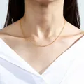 Elegant 18K gold plated 925 sterling silver water wave chain necklace, 40cm length for women - Water Wave Chain / 40cm Length / 1.5mm Thickness