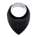 Solid black absorbent cotton baby bandana bib with adjustable snap buttons for newborns - Tops / Black