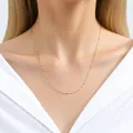 Collana a catena a semi di melone in argento 925 placcato oro 18K, lunghezza 45cm e 0,8mm - Catena a semi di girasole / 45cm Length / 0.8mm Thickness