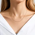 Collana a catena a serpente in argento 925 placcato oro 40cm 1,0mm al collo - Catena a Serpente Rotonda / 40cm Lunghezza / 1.0mm Spessore