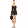 Elegante vestido corto negro de tirantes con flores 3D para vacaciones de verano. - M / Top Y Pantalón / Negro
