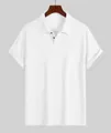 Detalle de polo blanco de manga corta para hombre en tejido texturizado transpirable - S / Tops / Blanco