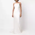 Elegant white backless evening gown with floor-length satin finish and slim fit for women - S / Tops / White