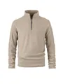 Gedetailleerd overzicht van een beige heren fleecejack met kwartritssluiting voor winter - Khaki