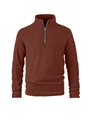 Vista dettagliata pullover da uomo in pile rosso ruggine con zip a un quarto per autunno - Marrone scuro