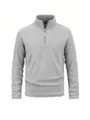 Gedetailleerd beeld van een lichtgrijze fleece pullover voor heren met halve rits. - Lichtgrijs