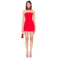 Chic red strapless mini dress with a matching choker neck scarf for elegant women - S / Red