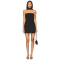 Chic black tube top mini dress with a matching halter neck scarf for summer outings. - S / Black
