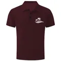 Heren bordeauxrode sportpolo van ijszijde, sneldrogend met een wit palmboom logo op de borst - S / Tops / Bordeauxrood