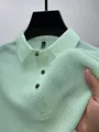 Mint green textured stretch ice silk Polo shirt for men, quick-dry summer sku view - Light Green