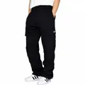 Loose black cargo pants for men featuring multiple pockets and a drawstring waist - S / Bottoms / Black