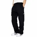 Loose black cargo pants for men featuring multiple pockets and a drawstring waist - S / Bottoms / Black