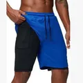 Short de fitness 2-en-1 en mesh pour hommes avec poche téléphone et séchage rapide - Bleu