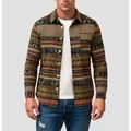 Camisa de manga larga para hombre con estampado tribal étnico y cuello de solapa clásico moda - 3XL / Tops / Verde Militar Naranja Étnico (R4-Marrón)