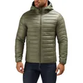 Men's lightweight olive green hooded puffer jacket featuring a warm quilted design - Army Green