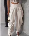 Detailed macro view of white high-waisted tulip pleated wide-leg casual pants for women - Light Coffee