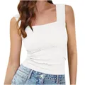 Detailweergave van een witte jacquard tanktop met een getextureerd bloemenpatroon - XS / Tops / Broken Wit