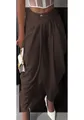 Elegant brown high-waisted harem pants with pleated tulip design for women - Brown
