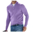 Men's premium purple half-zip cashmere sweater long sleeve winter warm knitwear - Light Purple