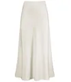Elegante gonna midi in raso champagne a vita alta con orlo a sirena setoso e fluido - Taglia S / Pantaloni e gonne / Bianco