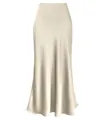 Elegante gonna midi in acetato di seta champagne a vita alta per donne variante - Taglia S / Pantaloni e gonne / Albicocca