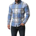 Detalle de primer plano del patrón de cuadros azules y blancos en camisa casual de hombre - Azul cielo