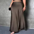 Elegant brown satin maxi skirt for women featuring a silky finish and high waist design - XS / Bottoms / Coffee