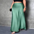 Elegant sage green satin maxi skirt with a smooth silky finish for a chic look. - XS / Bottoms / Mint Green
