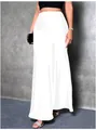 Elegant white satin maxi skirt with a high-waisted silky finish for summer fashion - XS / Bottoms / White
