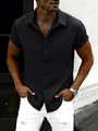 Chemise décontractée noire à manches courtes pour homme avec poche poitrine sobre - M / Hauts / Noir