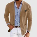 Close-up of a men's khaki slim fit casual blazer jacket, ideal for weddings and parties - Khaki