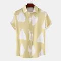 Camicia estiva da uomo a maniche corte con stampa decorativa di piccoli fantasmi bianchi - Cachi