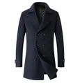 Élégant caban pour homme en laine bleu marine à double boutonnage et doublure matelassée - S / Hauts / Bleu marine