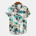 Front view of men's casual Hawaiian style floral print short sleeve summer beach shirt - Abstract Print (C122)