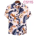 Men's pink short sleeve casual shirt with tropical floral and leaf print pattern - M / Tops / Pink Base Orange Floral Pattern (CS115)