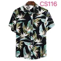 Men's black short sleeve casual shirt featuring a vibrant bird of paradise floral print - M / Tops / Black Base Bird of Paradise Print (CS116)