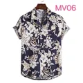 Klassiek Hawaïaans herenoverhemd met korte mouwen en MV06 bloemenprint in marineblauw - M / Tops / Tropische Bloemenprint (MV06)