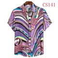 Men's Hawaiian style floral print short sleeve casual shirt featuring vibrant patterns - Purple Bright Floral Geometric Style (CS141)