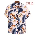 Light pink Hawaiian floral print men's short sleeve button up shirt with palm leaf patterns - M / Tops / Tropical Floral Print (CS115)