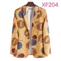 Vorderansicht eines schmal geschnittenen Herrenblazers mit gelbem Ethno-Muster - M / Top (XF204)