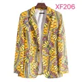 Schmal geschnittener Herrenblazer mit auffälligem afrikanischem Geometrie-Print und Revers - Top (XF206)
