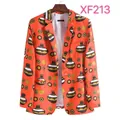 Auffälliger orangefarbener Herren-Blazer mit ethnischem Vasen- und Kreismuster. - Top (XF213)