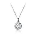 Elegant silver necklace with round crescent moon and central sparkling stone - Round Single Rhinestone Style / 1 Piece / White Gold
